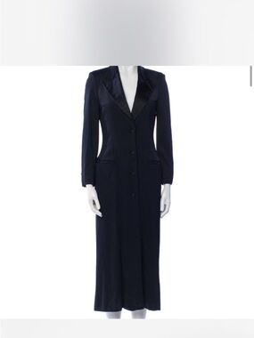 Alberta Ferretti Black Satin-Trim Midi Blazer Dress